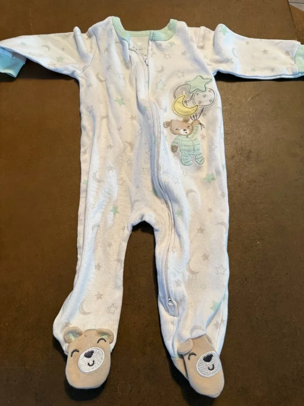Koala Baby Zip Footed Sleeper One-Piece Animal Print White/Tan/Green 6-9M